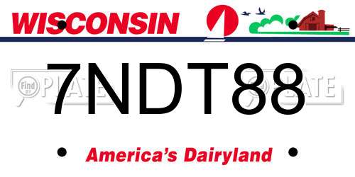 7NDT88 Wisconsin License Plate