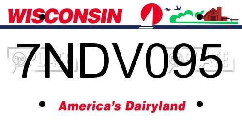 7NDV095 Wisconsin License Plate
