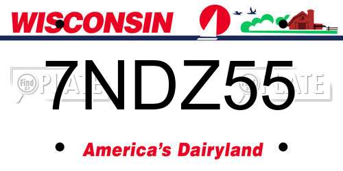 7NDZ55 Wisconsin License Plate