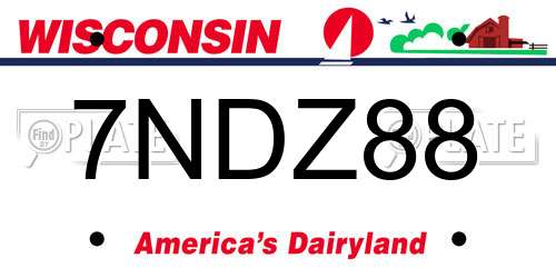 7NDZ88 Wisconsin License Plate