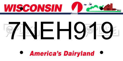 7NEH919 Wisconsin License Plate