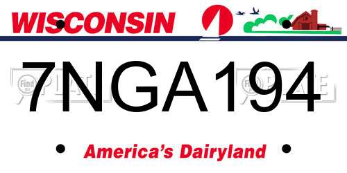 7NGA194 Wisconsin License Plate