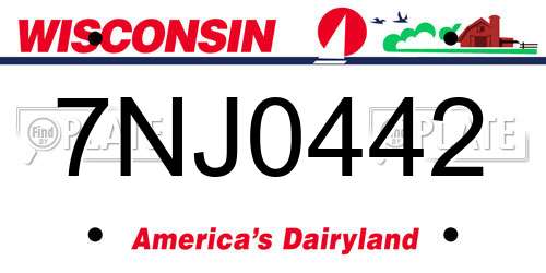 7NJ0442 Wisconsin License Plate