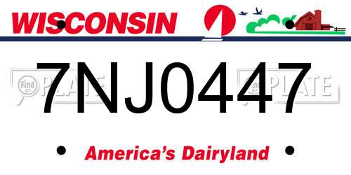 7NJ0447 Wisconsin License Plate