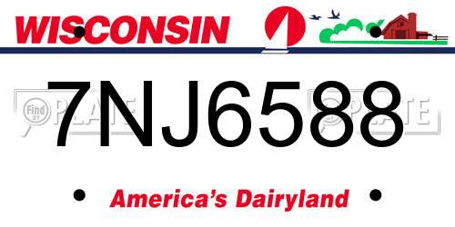 7NJ6588 Wisconsin License Plate
