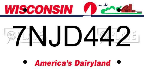 7NJD442 Wisconsin License Plate