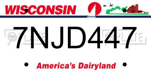 7NJD447 Wisconsin License Plate