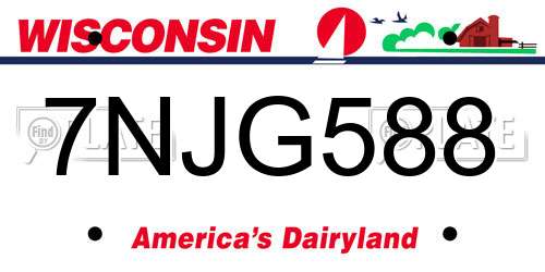 7NJG588 Wisconsin License Plate