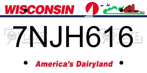 7NJH616 Wisconsin License Plate