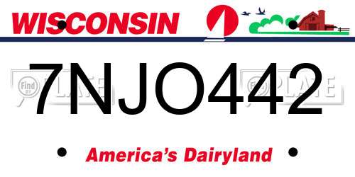 7NJO442 Wisconsin License Plate