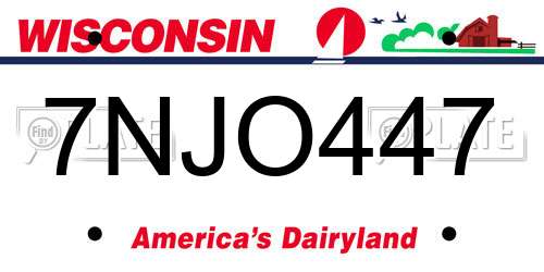 7NJO447 Wisconsin License Plate