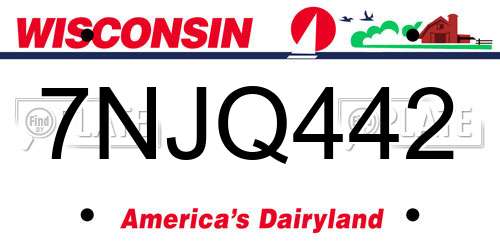 7NJQ442 Wisconsin License Plate