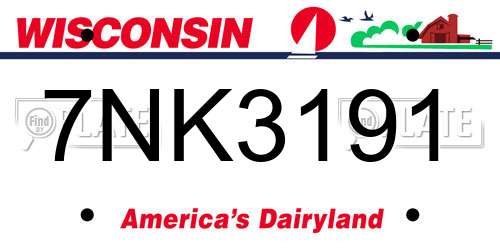 7NK3191 Wisconsin License Plate