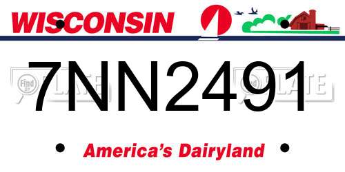 7NN2491 Wisconsin License Plate