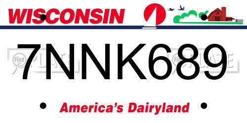 7NNK689 Wisconsin License Plate