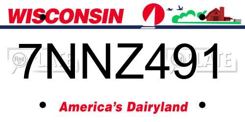 7NNZ491 Wisconsin License Plate