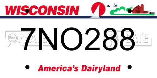 7NO288 Wisconsin License Plate