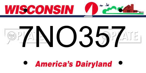 7NO357 Wisconsin License Plate