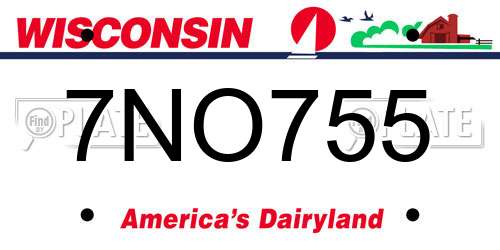 7NO755 Wisconsin License Plate