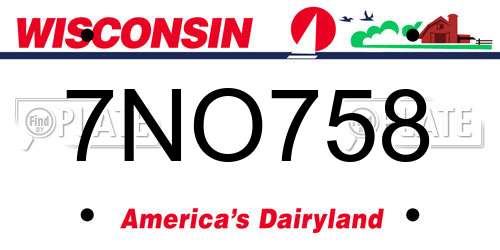 7NO758 Wisconsin License Plate