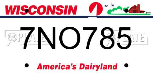 7NO785 Wisconsin License Plate