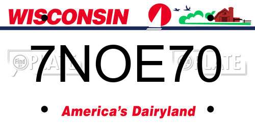 7NOE70 Wisconsin License Plate