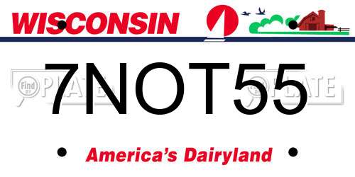 7NOT55 Wisconsin License Plate