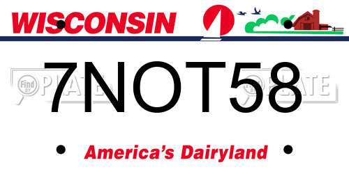 7NOT58 Wisconsin License Plate