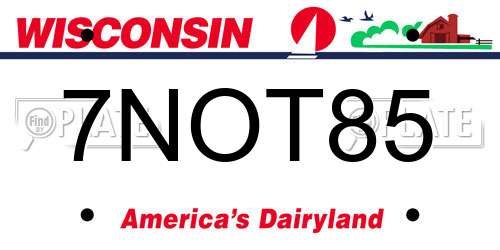 7NOT85 Wisconsin License Plate