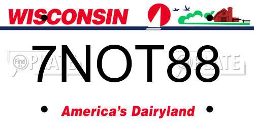 7NOT88 Wisconsin License Plate