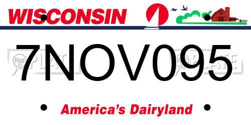7NOV095 Wisconsin License Plate