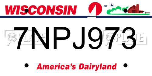 7NPJ973 Wisconsin License Plate