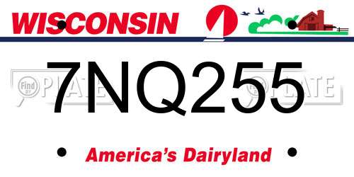 7NQ255 Wisconsin License Plate