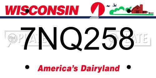 7NQ258 Wisconsin License Plate