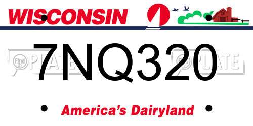 7NQ320 Wisconsin License Plate
