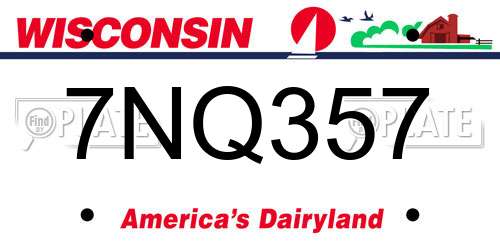 7NQ357 Wisconsin License Plate