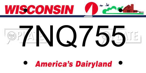 7NQ755 Wisconsin License Plate