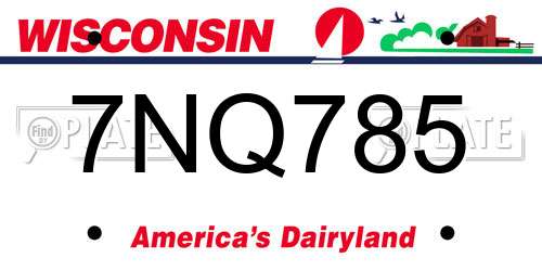 7NQ785 Wisconsin License Plate