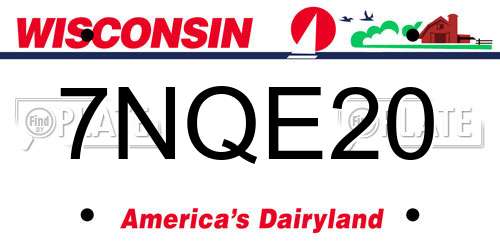 7NQE20 Wisconsin License Plate