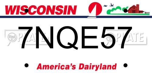7NQE57 Wisconsin License Plate