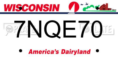 7NQE70 Wisconsin License Plate