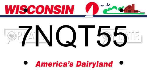 7NQT55 Wisconsin License Plate