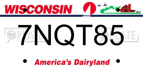 7NQT85 Wisconsin License Plate