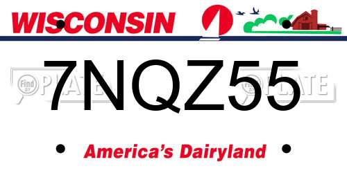 7NQZ55 Wisconsin License Plate