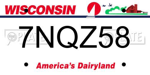 7NQZ58 Wisconsin License Plate