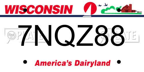 7NQZ88 Wisconsin License Plate