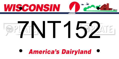 7NT152 Wisconsin License Plate