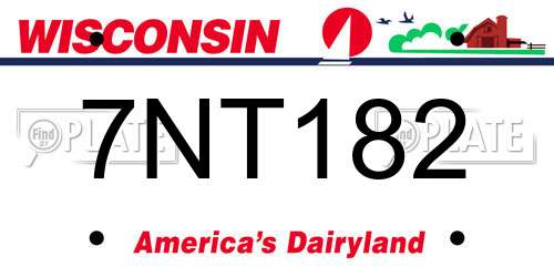 7NT182 Wisconsin License Plate