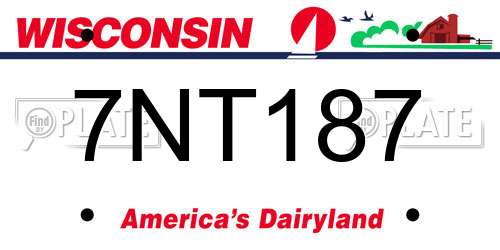 7NT187 Wisconsin License Plate