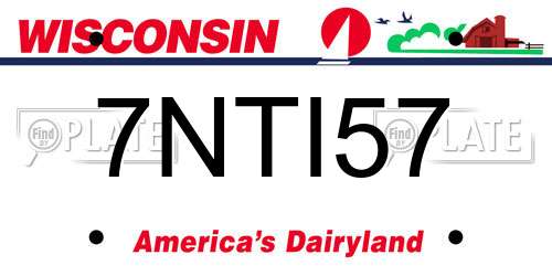 7NTI57 Wisconsin License Plate
